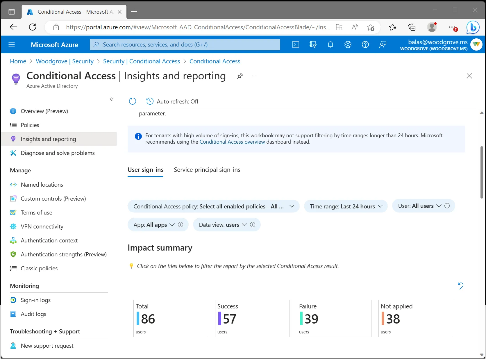 Conditional access insights and reporting workbook