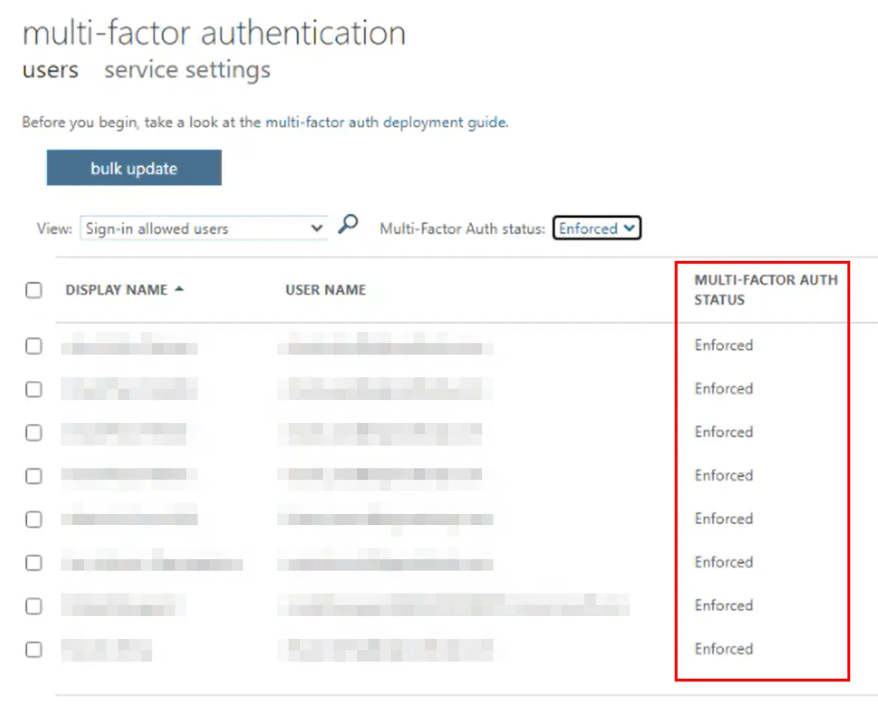 Per-user MFA page