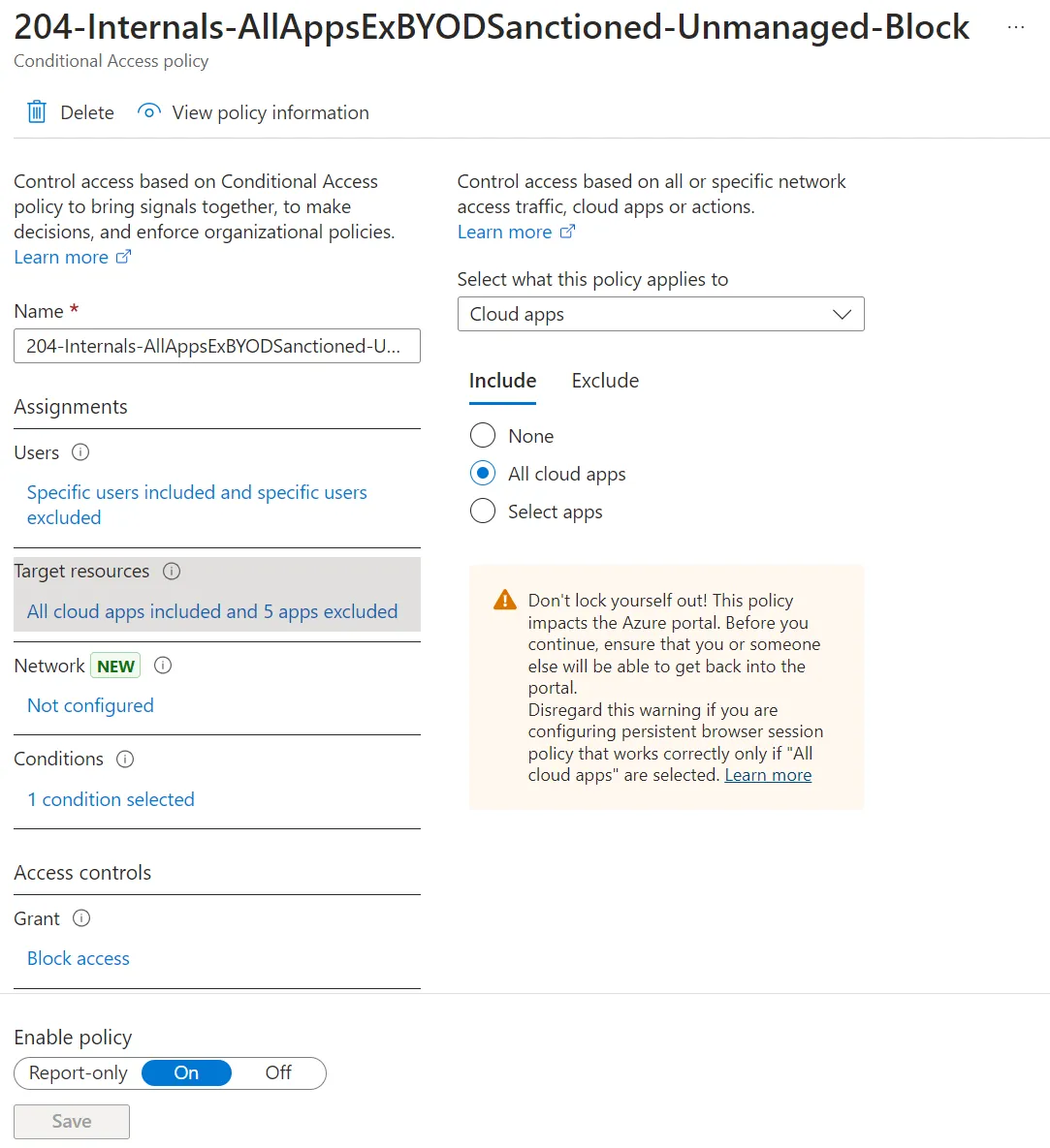 Block all apps, except BYOD sanctioned apps