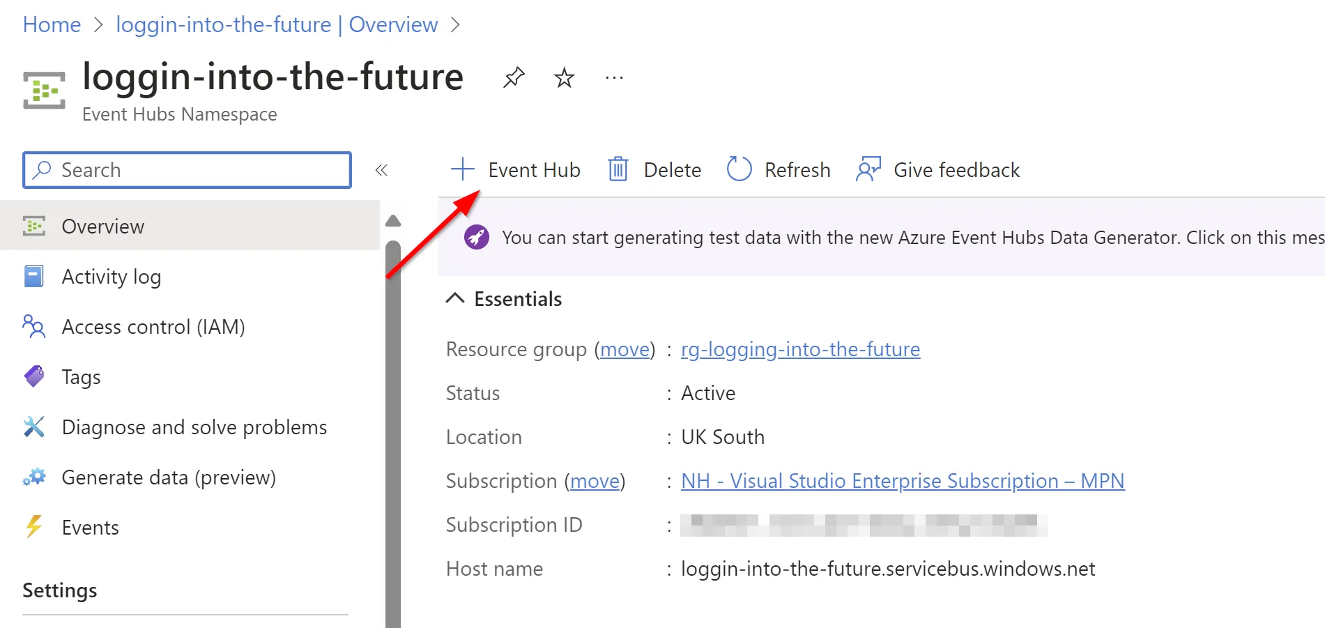 Creating an Event Hub